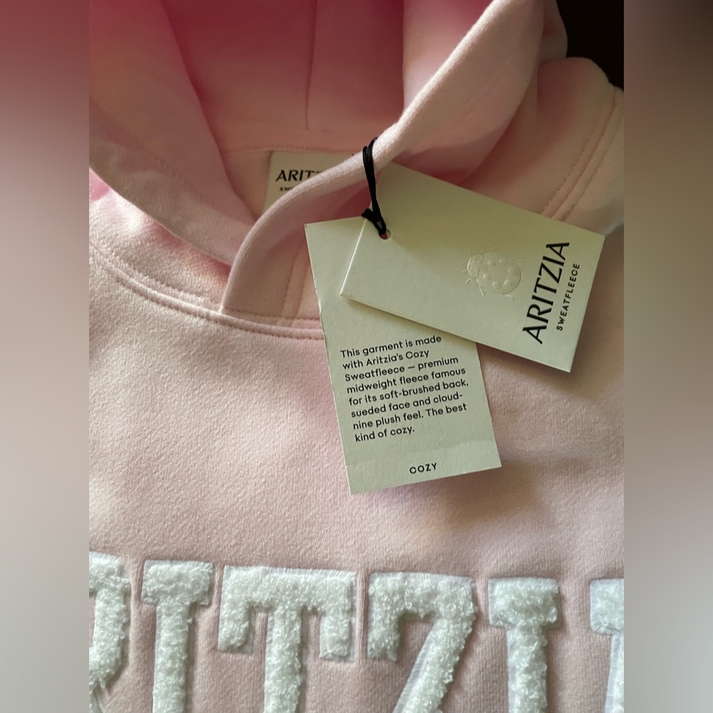 NWT Aritzia Cozy Sweatfleece Perfect Hoodie Light Pink- Sold Out Online! - Picture 4 of 12
